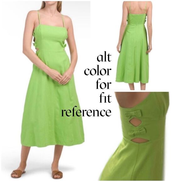 WAYF Linen Blend Cut Out Bow Midi Dress in Ivory - NWT - Sz L | Large - Picture 3 of 11